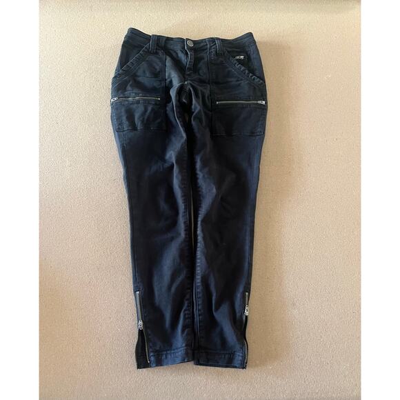 Black Zipper Detail Skinny Jeans - Stylish & Edgy- Size 27 - Picture 1 of 4